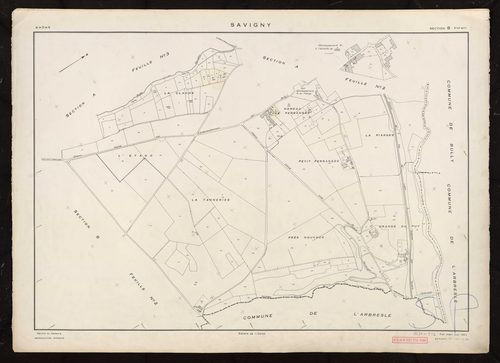 Section B feuille n°1. Plan établi pour 1953.