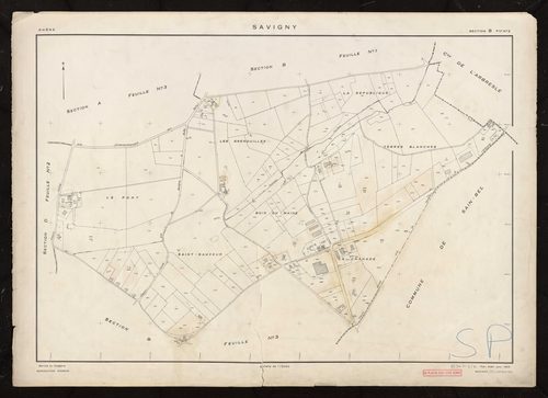 Section B feuille n°2. Plan établi pour 1953.