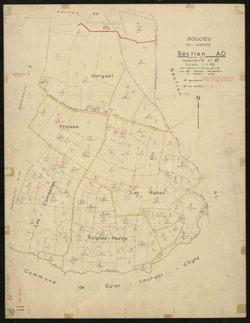 Section AO : parcelles n° 61-119, 123-131. Levé effectué du 14 octobre au 21 novembre 1959 : planchette n° 11.