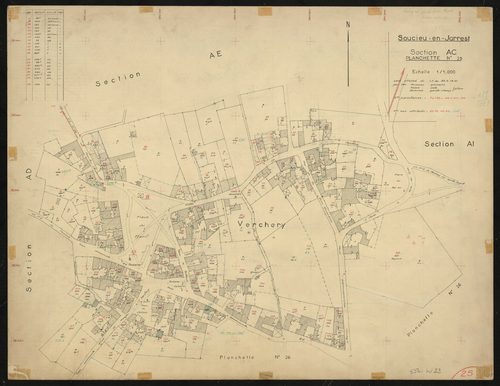 Section AC : parcelles n° 1-130, 142-162, 166. Levé effectué du 17 au 30 septembre 1961 : planchette n° 25.