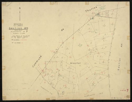 Section AN partie Nord : parcelles n° 56-84, 86. Levé effectué du 23 au 31 juillet 1958 : planchette n° 7.