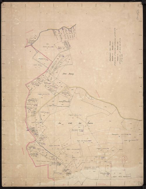 Recto : section C feuille 1 : parcelles n° 224-230, 233-238, 246-251, 255-278. Feuille 2 : parcelles n° 279-334, 341-349, 372, 339 bis. Planchette n°8.