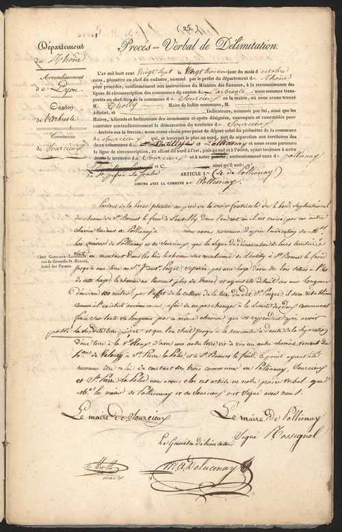 Sourcieux, 23 octobre 1827.