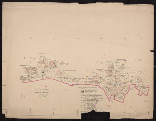 Section B feuille n°2 : parcelles 594-654. Planchette n°11.
