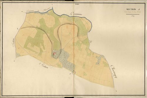 Section A dite des Echirayes, feuille unique (parcelles 1-136).