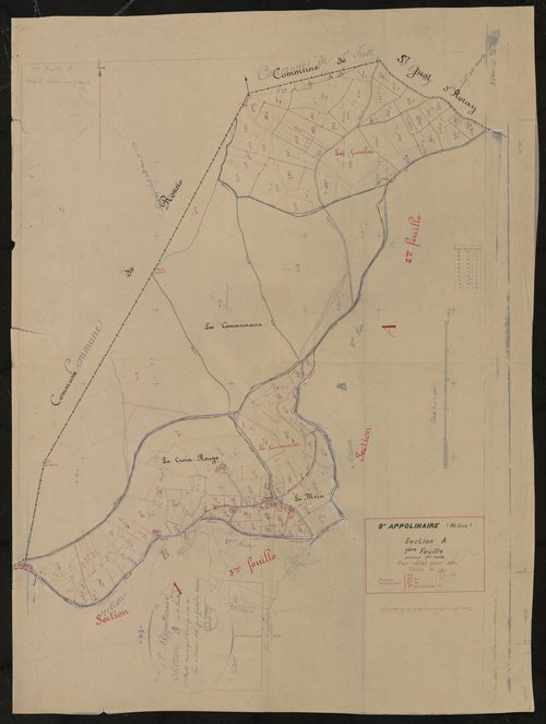Section A 1ère feuille (ancienne 1ère feuille). Plan révisé pour 1934.