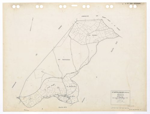 Section A 1ère feuille. Feuille dressée en 1818 révisée pour 1934. Edition à jour pour 1984.