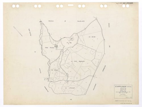 Section B 2e feuille. Feuille dressée en 1818 révisée pour 1934. Edition à jour pour 1984.