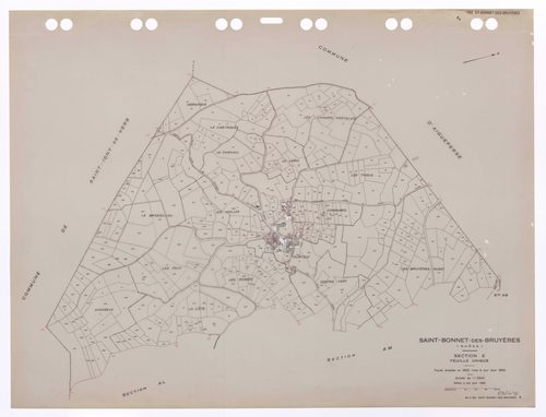Section E feuille unique. Feuille dressée en 1825 mise à jour pour 1962. Edition à jour pour 1985.