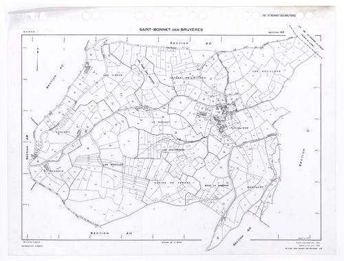 Section AE. Feuille renouvelée pour 1962. Edition à jour pour 1985.