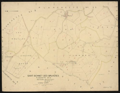 Sections AE, AH. Levé effectué en juin 1958 : planchette n°12.
