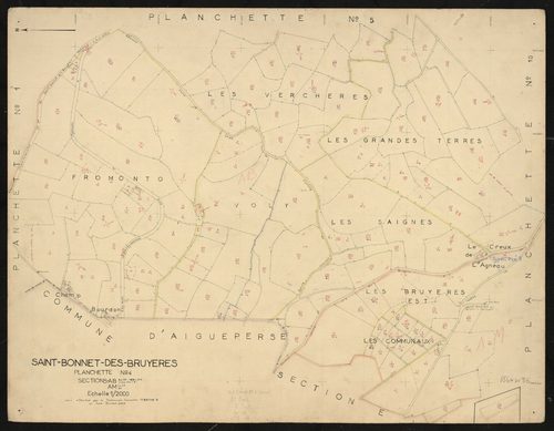 Sections AB, AM. Levé effectué en juin-juillet 1957 : planchette n°4.