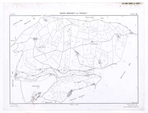 Section AE. Feuille renouvelée pour 1971. Edition à jour pour 1983.