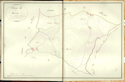 Section E dite de Lorey Munal et Buciel, feuille n°1 : section attribuée à Meaux-la-Montagne en 1844.