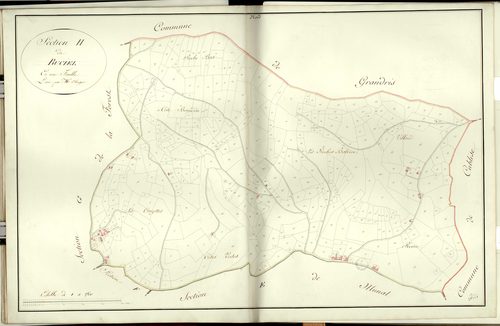 Section H dite de Buciel et Roche-Bas, feuille unique : section attribuée à Meaux-la-Montagne en 1844.