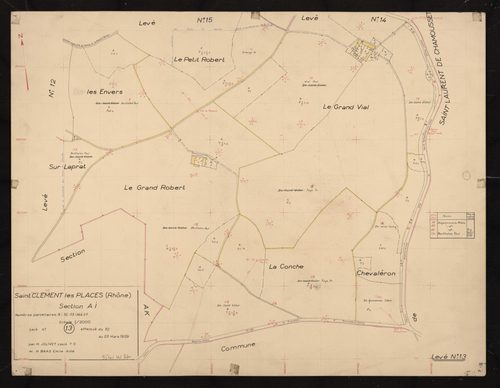 Section AI : parcelles n°9, 12-13, 16-27. Levé n°13 effectué du 10 au 23 mars 1959.