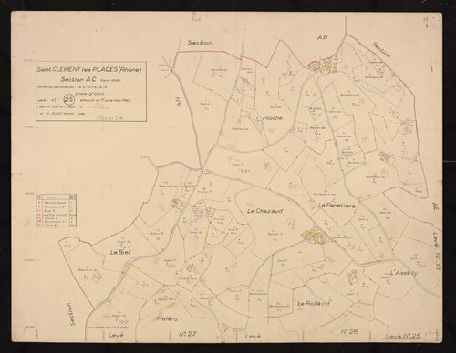 Section AC partie Nord : parcelles n°1-37, 57, 63-76. Levé n°25 effectué du 1er au 14 mars 1960.