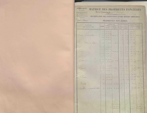 État de sections et matrice des propriétés foncières.