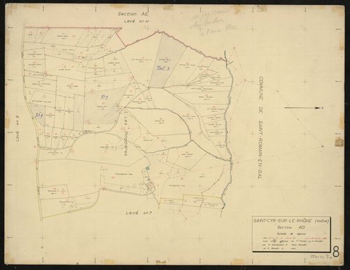 Section AD : parcelles n°27-51, 53-79. Levé n° 8 effectué du 1er au 31 mars 1957.