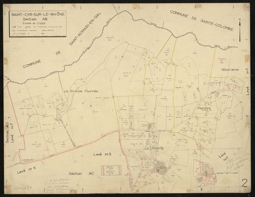 Section AB : parcelles n°1-36, 39-50, 51a, 58-76, 95-98. Levé n° 2 effectué du 1er au 30 septembre 1957.