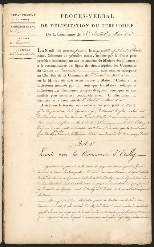 Saint-Didier-au-Mont-d'Or, 24 avril 1824.