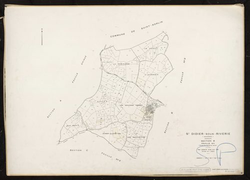 Section B feuille n°1 (partie de l'ancienne feuille). Plan cadastral révisé pour 1951.