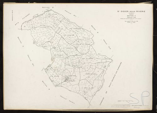 Section C feuille n°2 (partie des anciennes feuilles B1, C et G unique). Plan cadastral révisé pour 1951.