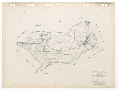 Section B (ancienne section B et partie de l'ancienne section C) 1ère feuille. Plan révisé pour 1938. Edition à jour pour 1984.