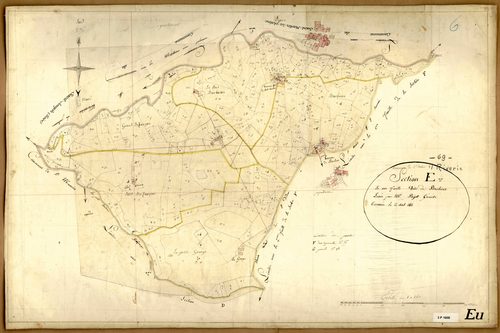 Section E dite de Barbieux, feuille unique avec développement des hameaux de Barbieux et du Bas-Barbieux (1/1250).