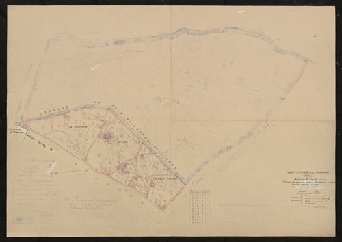 Section B feuille unique (parties des anciennes sections E et F feuilles uniques). Feuille dressée en 1810 mise à jour pour 1956.