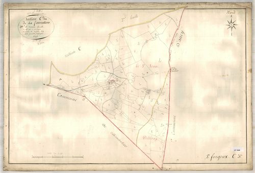 Section C dite de la Favrotière, feuille n°3 (parcelles 594-735).