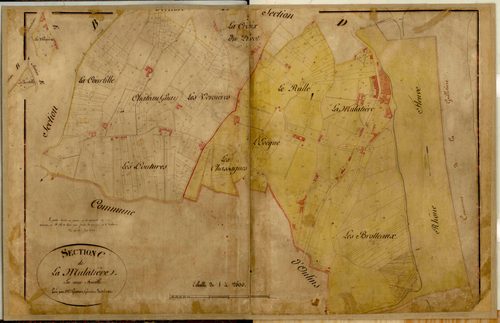 Section C dite de la Mulatière, feuille unique : une partie de la section a été attribuée à La Mulatière en 1885.