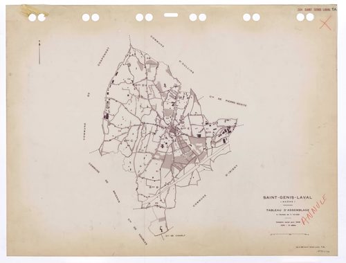 Tableau d'assemblage (TA). Cadastre révisé pour 1946. 3e édition pour 1979. Plan annulé.