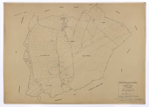 Section unique 5e feuille (partie de l'ancienne feuille n°1). Plan révisé pour 1933. Feuille renouvelée pour 1945. 2e tirage supplémentaire à conserver en réserve non mis à jour.