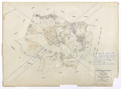 Section unique 6e feuille (partie de l'ancienne feuille n°1). Plan révisé pour 1933. Feuille renouvelée pour 1945. Feuille rééditée pour 1976.