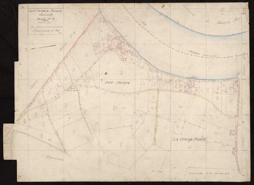 Verso : section B feuille n°3 partie. Levé effectué du 26 avril au 24 mai 1951 : planchette n°34.