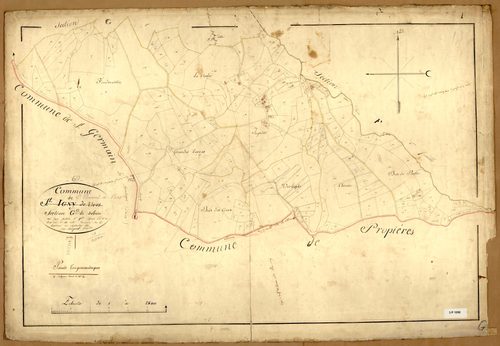 Section G dite de Sebrin, feuille n°2 (parcelles 440-650) : section attribuée à Saint-Clément-de-Vers en 1868.