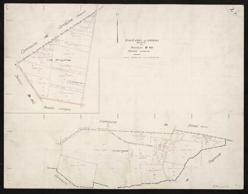 Verso : section AD feuille unique. Levé effectué du 1er au 6 décembre 1952 : planchette 2b.