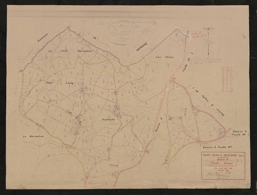Section B dite de Lafay ( ancienne section B et partie de l'ancienne section A) feuille unique (ancienne feuille unique de la section B et partie de la 1ère feuille de la section A). Plan révisé pour 1951.