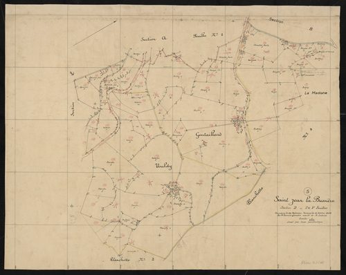 Section D 1ère et 2e feuilles, planchette n°5, levé effectué du 28 septembre au 18 octobre 1949.