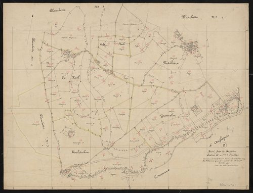Section D 1ère et 2e feuilles, planchette n°2, levé effectué du 20 septembre au 15 octobre 1948.