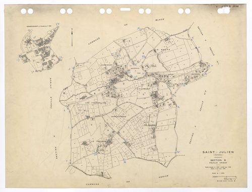 Section B feuille unique. Feuille dressée en 1830 révisée pour 1935. Edition à jour pour 1984.