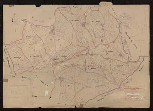 Section A (ancienne section A et partie de l'ancienne section B) 1ère feuille (partie de l'ancienne 1ère feuille de la section A, 2e feuille de la section A et 2e feuille de la section B). Plan révisé pour 1938.