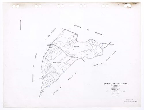 Section A feuille n°2. Feuille dressée en 1827 mise à jour pour 1967. Edition à jour pour 1985.