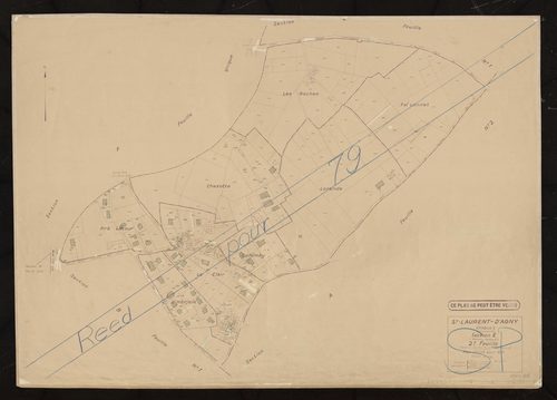 Section E (ancienne section C) 2e feuille (partie de l'ancienne feuille unique section C). Plan révisé pour 1936. Réédition pour 1979.