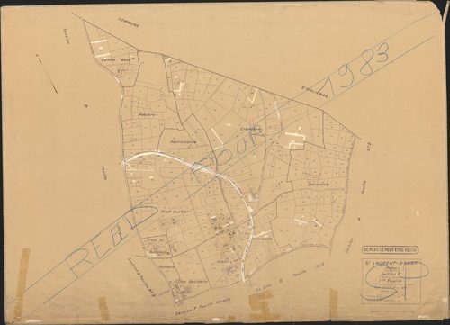 Section E (ancienne section C), 1ère feuille (partie de l'ancienne feuille unique section C). Plan révisé pour 1936.