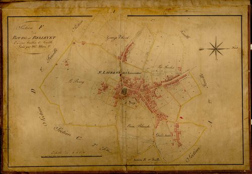 Section F dite du Bourg et Bellevet, feuille n°1 (parcelles 1-410).