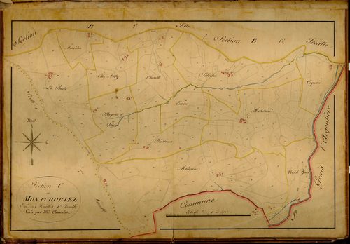Section C dite de Montchorier, feuille n°1 (parcelles 1-286).
