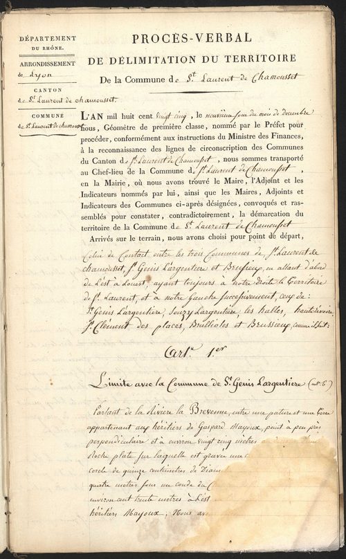 Saint-Laurent-de-Chamousset, 9 décembre 1825.