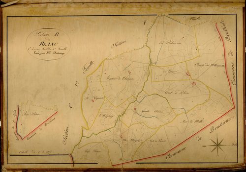 Section B dite du Blanc, feuille n°1 (parcelles 1-250).